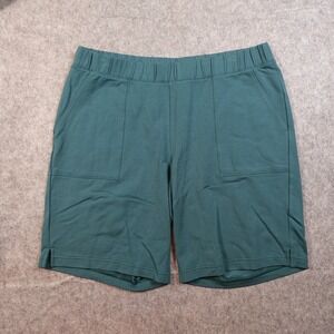 J Jill Shorts Womens Medium Petite Affinity French Terry Pull On Teal Green Knit